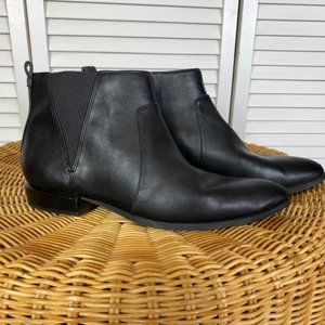 Nine West Black Leather Zip Up Elastic Insert Ankle Boot Size 8